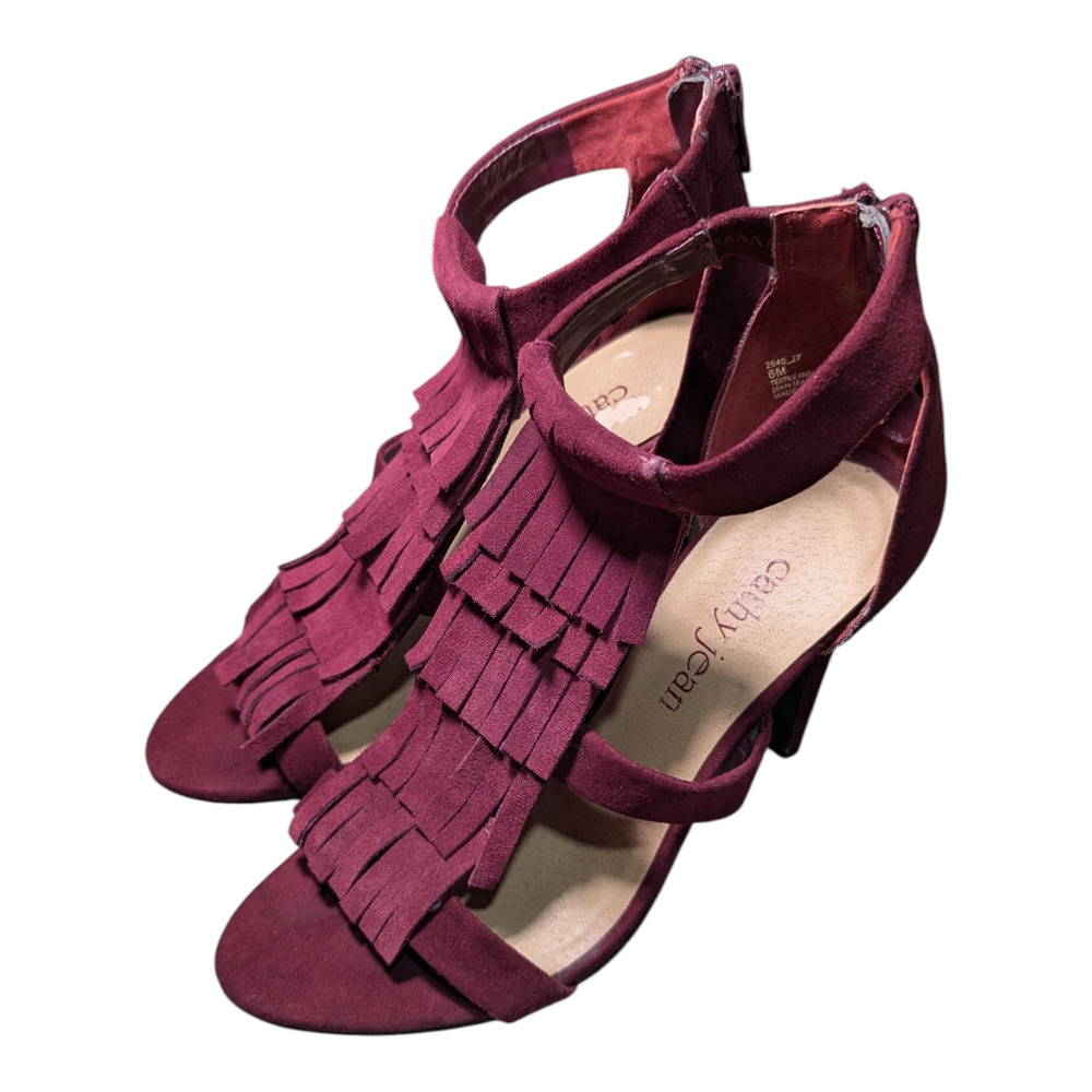 Cathy Jean - Fringe Front -  4 inch Heels - Size 6M - Red Wine Color